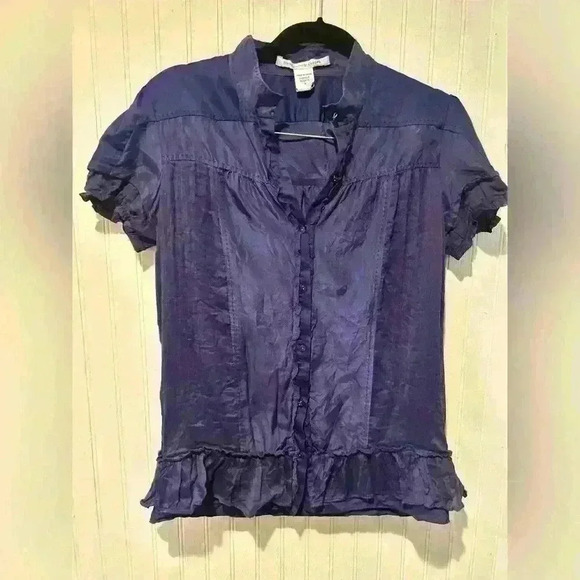 Dian von furstenburg navy button down silk blouse sz. 4 . Office , quite luxury - Picture 1 of 7